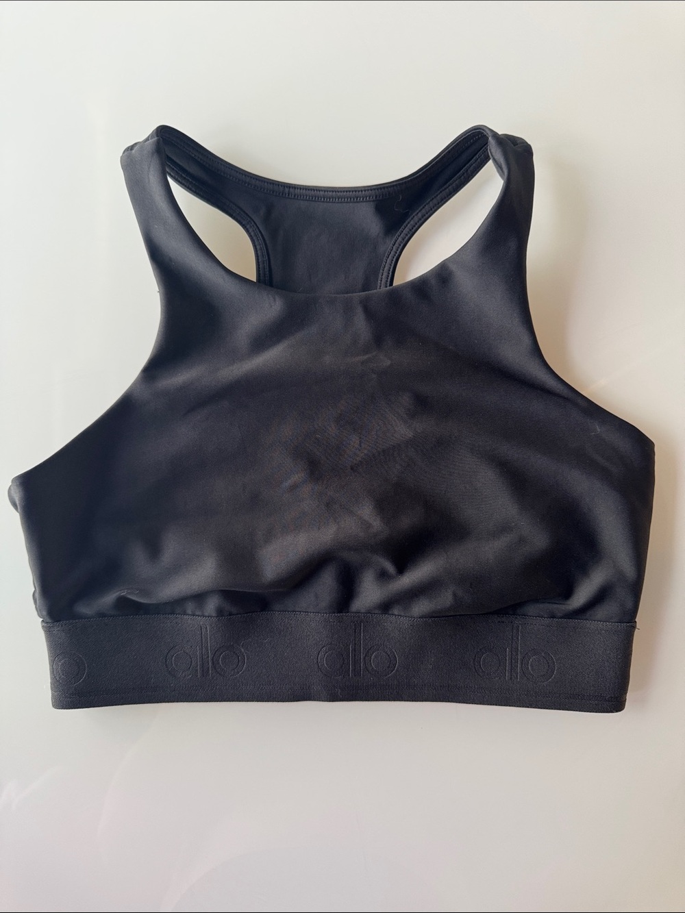 ALO Yoga Black High Neck Racerback Sports Bra